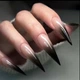 Накладні нігті Nail чорне омбре, форма стилет, довгі, 24 шт - зображення 1