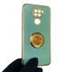 Чехол для Xiaomi Redmi Note 9 глянцевый с защитой камеры с золотой окантовкой с кольцом-подставкой бирюзовый - изображение 2