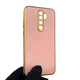 Чохол для Xiaomi Redmi Note 8 Pro глянцевий із захистом камери із золотою окантовкою пудровий - зображення 2