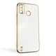 Чохол для Tecno Spark 6 Go (KE5) глянцевий із захистом камери із золотою окантовкою білий - зображення 1