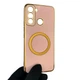 Чехол для TECNO POP 5 LTE (BD4i) глянцевый с защитой камеры с золотой окантовкой и кольцом MagSafe пудровый - изображение 1