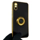 Чохол для Xiaomi Redmi 9A глянцевий із захистом камери із золотою окантовкою з кільцем-підставкою чорний - зображення 1