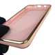 Чехол для Samsung Galaxy A02 SM-A022G глянцевый с защитой камеры с золотой окантовкой пудровый - изображение 6