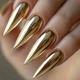 Накладні нігті Nail, золотий металік, форма стилет, довгі, 24 шт - зображення 1