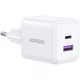 Зарядний пристрій мережевий Ugreen USB-A + USB-C X516 Gan, білий - зображення 1