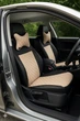 Авточохли на Audi А4 (В7) Auto Style екокожа і Алькантара ромби бежеві - зображення 3