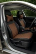Авточехлы на Nissan Qashqai I Auto Style экокожа и Алькантара ромбы светло коричневые - изображение 3