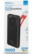 Внешний аккумулятор повербанк Power bank ACL PW-139 10000 мАч быстрая зарядка встроенные кабели Черный - изображение 2