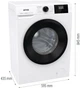 Стиральная машина Gorenje W3NGPI 72SBS, фронтальная, узкая, 7 кг, 1200, класс С/A/B, 45 см, 15 программ, пар, дисплей, инвертор, белый с черным люком - изображение 6