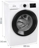 Стиральная машина Gorenje серии G400 WPNEI 84A1S WIFI/UA, фронтальная, полноразмерная, 8 кг, 1400, класс С/A/B, 54,5 см, 15 программ, дисплей, инвертор, WiFi, белый с черным люком - изображение 4