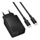 Мережевий Зарядний Пристрій Borofone BAS76A 1USB-C/1USB PD/QC 30W+Type-C to Type-C Чорний - изображение 1