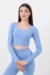 Укороченный топ с длинным рукавом Giulia CROP TOP RIB one size Blue-lacecap hydrangea, бесшовный, в рубчик, эластичный, для спорта и повседневной носки - изображение 2