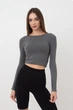 Топ укороченный с длинным рукавом Giulia CROP TOP L/XL Grey-poppy seed, Топ с длинным рукавом - изображение 2