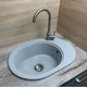 Кухонная мойка из искусственного камня/кварцевая 610х420х180мм, прямоугольная OVALE Adamant Светло-серый (49530610420) - изображение 4