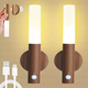 Светильник LED W-52 настенный с датчиком движения, под дерево Induction lamp, аккумуляторная лампа-ночник с теплым светом, магнитным креплением и USB-зарядом, для спальни, коридора, кухни Темное дерево - изображение 8
