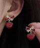 Женские сережки Бантики с подвесками Бордовые - изображение 2