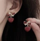 Женские сережки Бантики с подвесками Бордовые - изображение 6