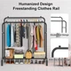 Двойная стойка вешалка для одежды и обуви Smart Loft Master Rack стальная с полкой Black - изображение 3