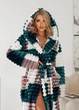 Женский махровый длинный халат с капюшоном S843 L-XL Бирюзовый - изображение 2