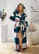 Женский махровый длинный халат с капюшоном S843 L-XL Бирюзовый - изображение 3