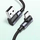 Кабель USB на Type-C Г-подібний UGREEN US176 Right Angle (1m, 3A). Gray - зображення 5