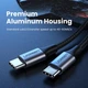 Кабель Type-C на Type-C UGREEN US216 Cable Aluminum Case with Braided (1m, 60W, 3A). Gray - зображення 8