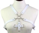 Портупея женская для груди белая из искусственной кожи с фиксатором Womens PU Harness Caged Bra - изображение 1