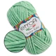 Пряжа плюшева Етрофіл Йонка Бебі, Etrofil Yonca Baby, М'ятний №70411, 100 г/120 м, поліестер, для в'язання спицями та гачком, для іграшок, пледів - зображення 1