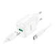 Зарядний комплект Hoco C140A fast charger 1роз'єм USB 18W 5V/3A, QC3.0 кабель USB to Type-C 1 метр White - зображення 1
