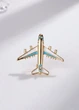 Брошка самалет унисекс Fashion Jewelry Золотистая с голубым 16599 One Size - изображение 1