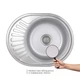 Кухонна мийка овальна Brinex 5745, 570х450мм, нержавіюча сталь, врізна, сатинова (матова), 0.8 мм, універсальне крило - изображение 3
