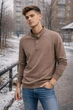 Чоловіче поло бежевий з довгим рукавом бавовна95% 2XL - зображення 1