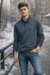 Чоловіче поло сірий з довгим рукавом бавовна95% 2XL - зображення 1
