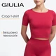 Топ с коротким рукавом и круглым вырезом Giulia CROP T-SHIRT L/XL Bordo-winterberry, спортивный топ из микрофибры - изображение 1