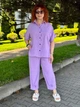 Летний легкий женский костюм с рубашкой и брюками больших размеров из крепа на лето Сиреневый, 52/54 - изображение 5