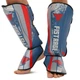 Защита голени и стопы кожаная для единоборств защита для ног Fistrage Fight Gear 7813 размер S Blue-Silver - изображение 3