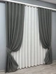 Комплект штор VR-Textil Льон Мішковина 100х270 2шт і Тюль 300х270 1282ш-115т Сірий з білим 71-027/1 - зображення 2