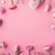 Фотофон вініловий водонепроникний для предметної зйомки 100х100см "Рожеві квіти 26" - зображення 1