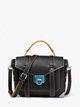 Жіноча сумка MICHAEL KORS Manhattan Medium Contrast-Trim Leather Satchel (чорна) - зображення 2