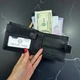 Кошелек мужской натуральная кожа компактный с монетницей черный - изображение 3