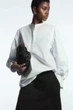 Блуза жіноча COS gathered grandad-collar blouse 1216241001 38 Білий - изображение 1
