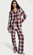 Піжама фланелева Victoria's Secret Victoria's Secret Flannel Long Pajama Set червона з чорним клітинка с золотою ниткою і вишивкою S - изображение 1