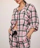 Піжама фланелева Victoria's Secret Victoria's Secret Flannel Long Pajama Set рожева з чорним клітинка із сріблястою ниткою XS - изображение 2