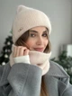 Комплект жіночий шапка в'язана і баф Zefur One size бежевий - зображення 2