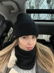 Комплект жіночий шапка в'язана і баф Zefur One size чорний - зображення 1