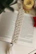 Закладка для книг ручної роботи плетена макраме, подвійна бежева - зображення 5