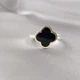 Серебряное кольцо 925 пробы Конюшина Ван клиф золото 585 пробы оникс 18,5 размер - изображение 4