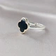 Серебряное кольцо 925 пробы Конюшина Ван клиф золото 585 пробы оникс 18,5 размер - изображение 5