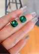 Серьги гвоздики женские с квадратным зеленым камнем Fashion Jewelry Золотистые 18915 - изображение 4