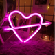 Портативный неоновый LED-светильник сердце со стрелой «Love» розовый, на батарейках/USB 18*28 см - изображение 2